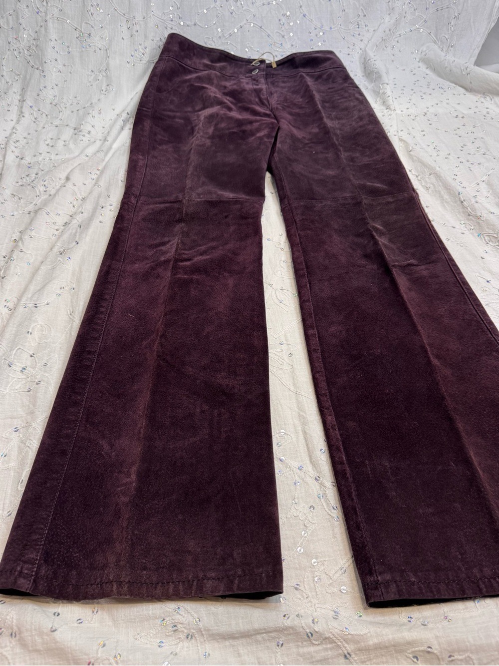 Vintage 90s Skott’s Suede Bootcut Pants Deep Plum Color– Size 4 ( 32” Waist) - Picture 3 of 9